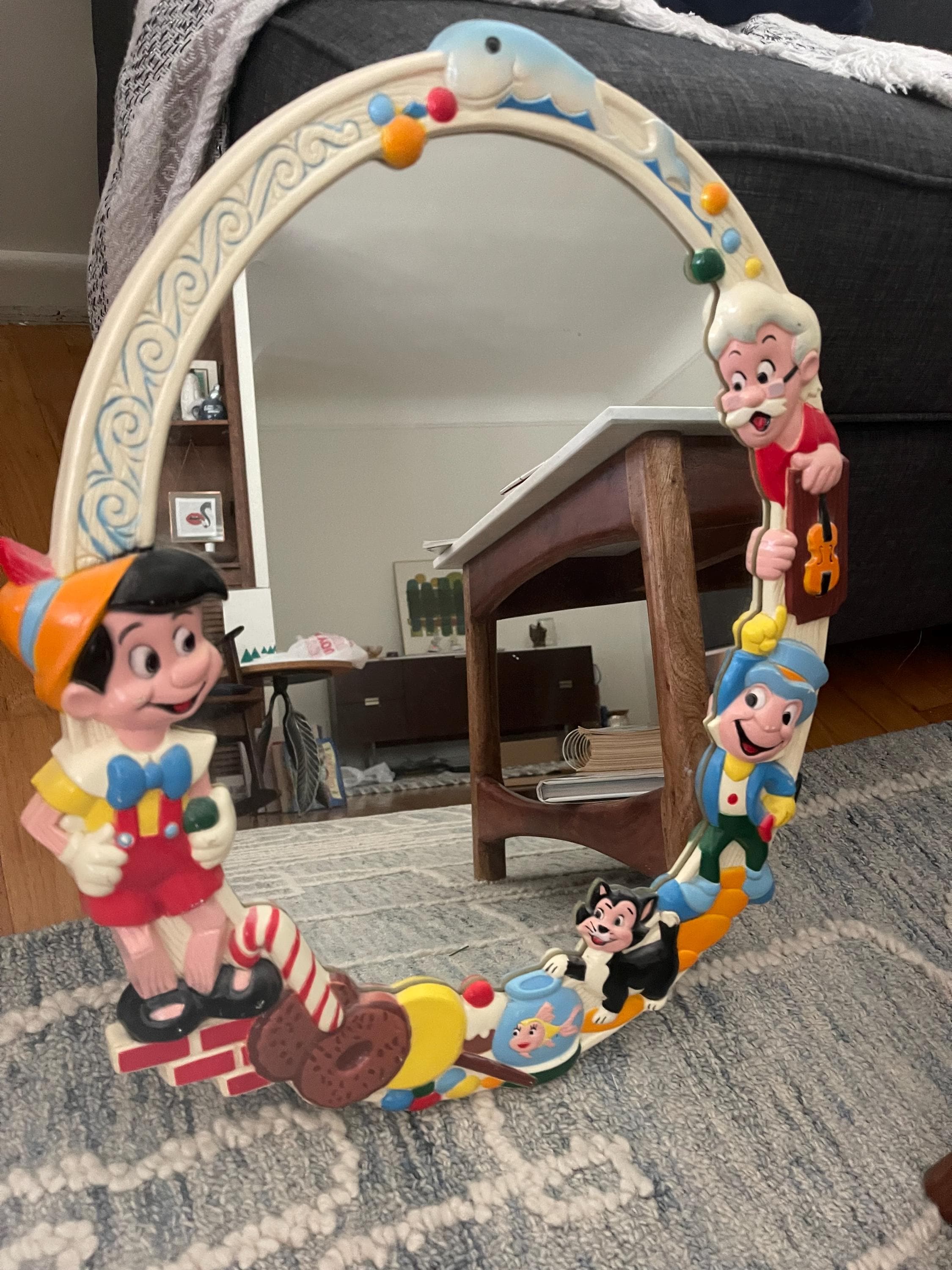 Vintage Walt Disney Pinocchio and Friends Wall Mirror (1960s) 16