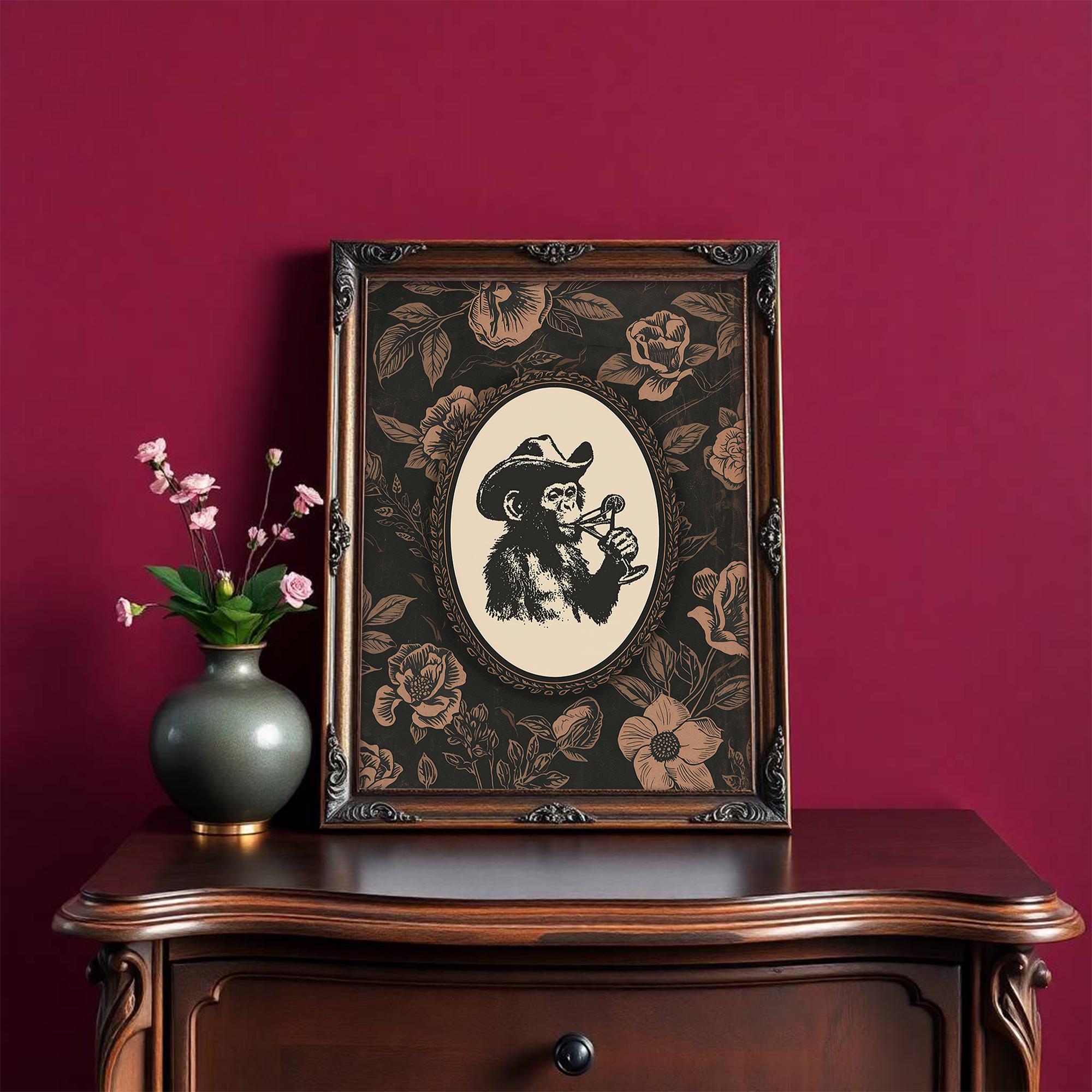 Cowboy Martini Monkey Vintage Western Gothic Wall Art Print - Etsy