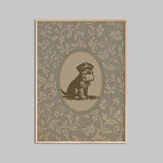 Vintage Dog Bathroom Art With Subtle Humor Cameo Print