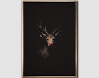 Estampado de renos vintage – Estampado navideño gótico melancólico (Descarga digital)