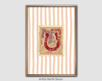Vintage Horseshoe Stamp Print: Rustic Western Wall Art (Digital Download)