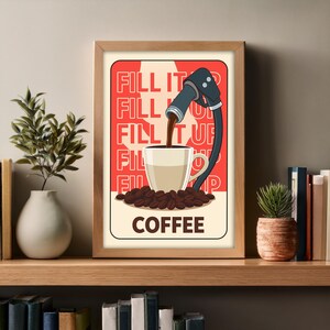 コーヒーのポスター | コーヒーの看板 | コーヒーのガソリンスタンド | トレンディなポスター | トレンディなウォールアート | トレンディなプリント | ビンテージデザイン | レトロポスター | コーヒー
