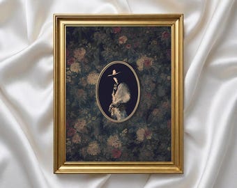 Impression portrait de cow-boy gothique – oeuvre d'art murale vintage western de mauvaise humeur