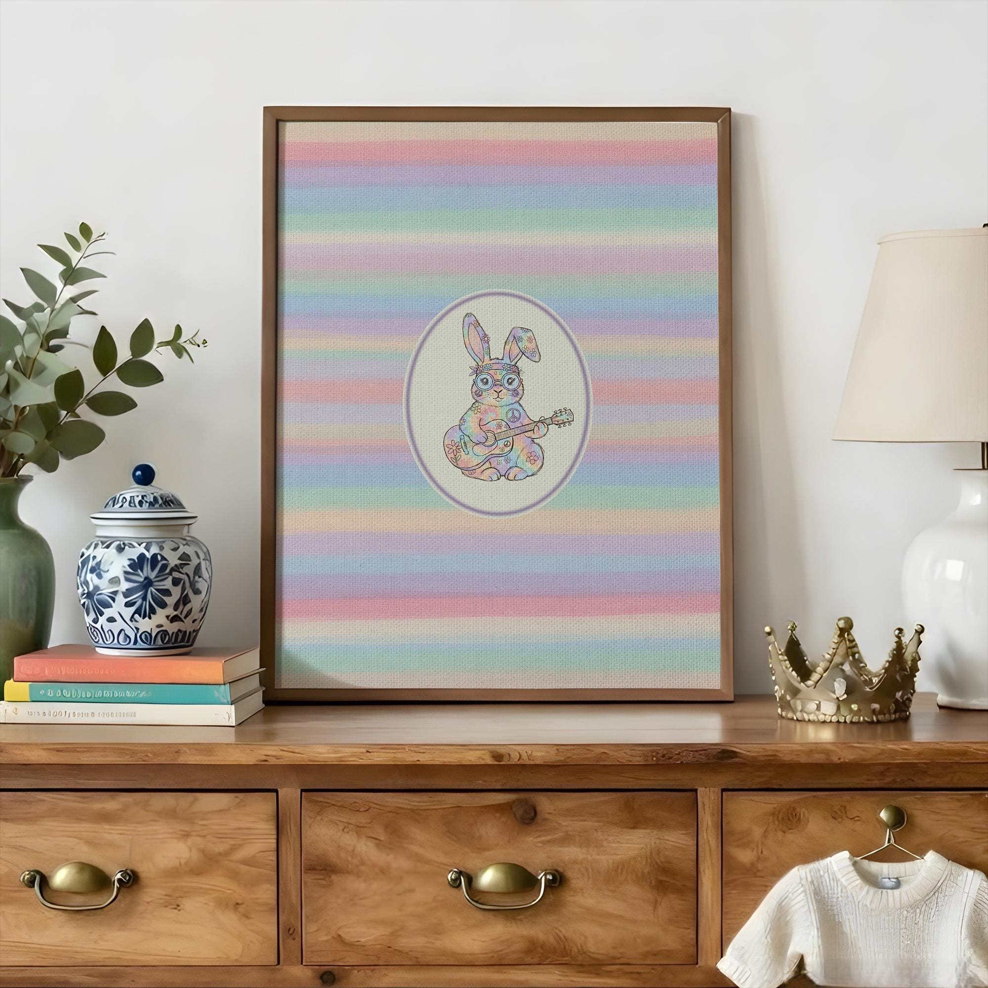 Pastel Bunny Wall Art, Hippie Rabbit Guitar Print (digital Download) - Etsy