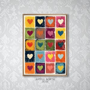 Hearts Vintage Painting: Colorful Wall Decor