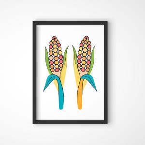 Vibrant Corn Cob Print: Modern Farmhouse Kitchen Wall Art (Digital Download