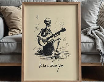 Western Gothic Decor - Moody Skeleton Kumbaya Downloadable Art - Etsy