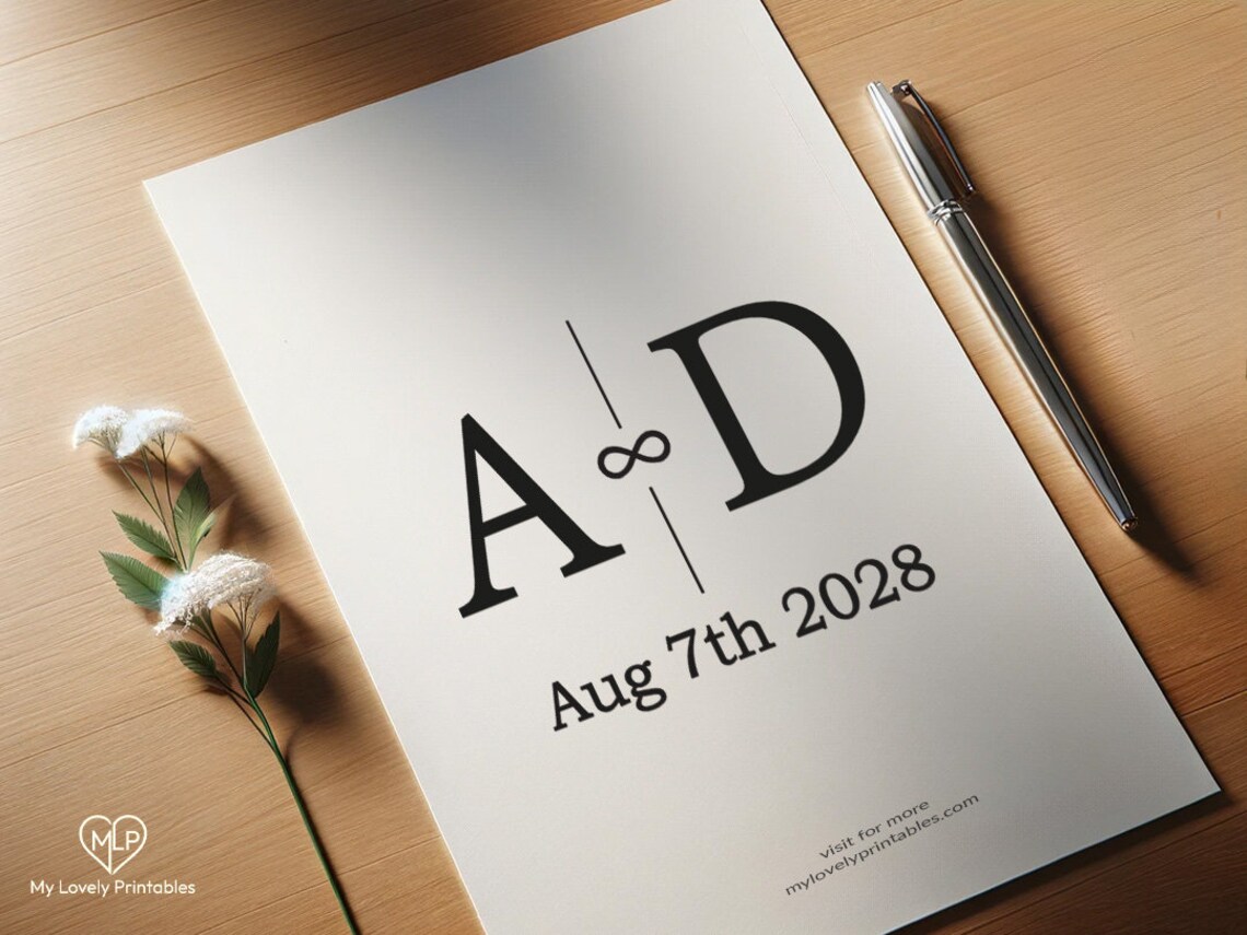 Infinity Symbol Monogram 'A+D', Timeless Wedding Date Design, Elegant ...