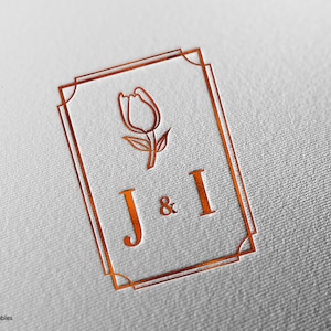 Art Deco Tulip Monogram, Personalized J-I Initials, Vintage Wedding Logo | Digital & Print | My Lovely Printables