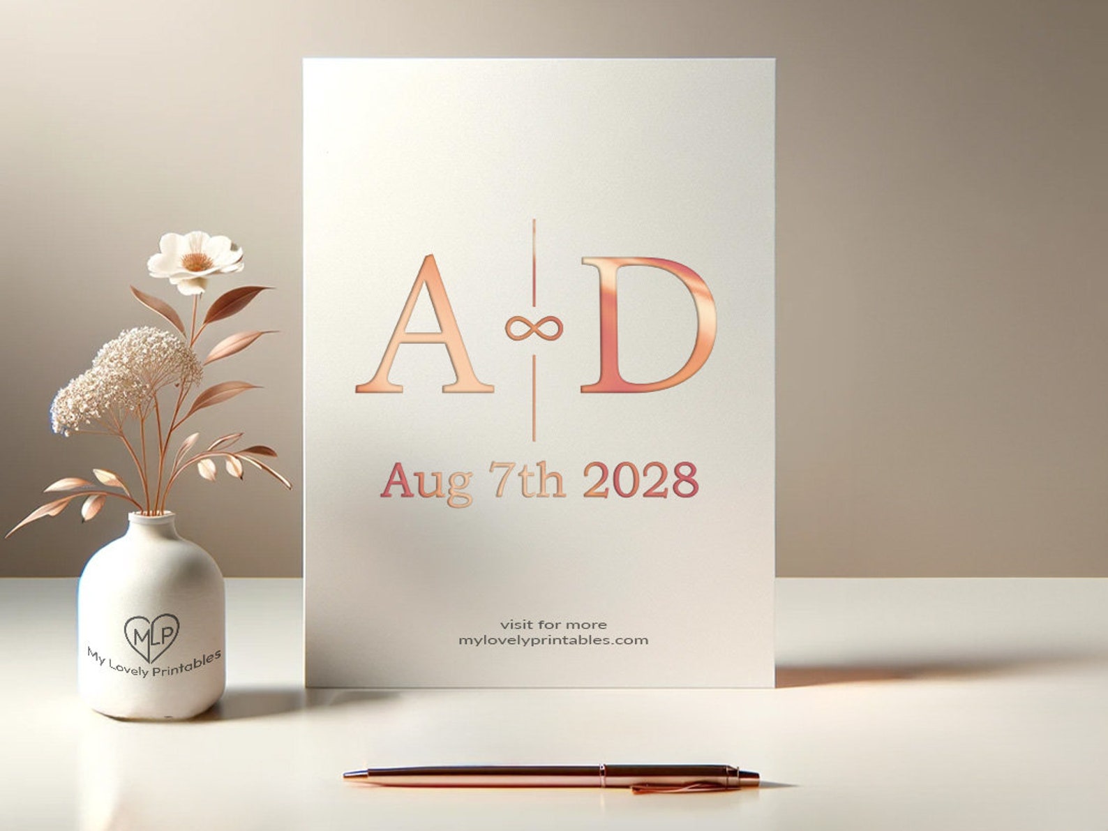Infinity Symbol Monogram 'A+D', Timeless Wedding Date Design, Elegant ...