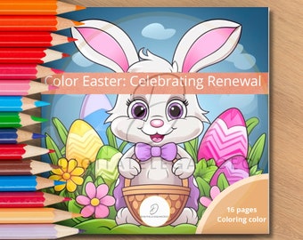 Libro da colorare Pasqua/ Pasqua a colori: celebrare il rinnovamento/ Bambini/ Bambini/ Libro stampabile/PDF