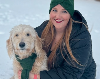 Matching Dog and Owner Headbands | Cozy Winter Ear Warmers | Pet & Human Knit Set | Gift for Dog Lovers