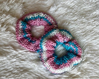 Transgender Pride Farben Blau Rosa Weiß Gestrickte Scrunchie Haarschleife