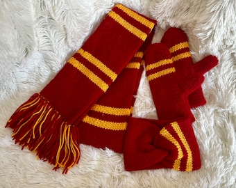 Wizard Inspired Knitted Set: Ear Warmer Headband, Mittens, and Scarf