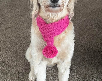 Knitted Dog Scarf | Cozy Winter Dog Accessory | Pom-Pom Dog Scarf | Gift for Dog Lovers