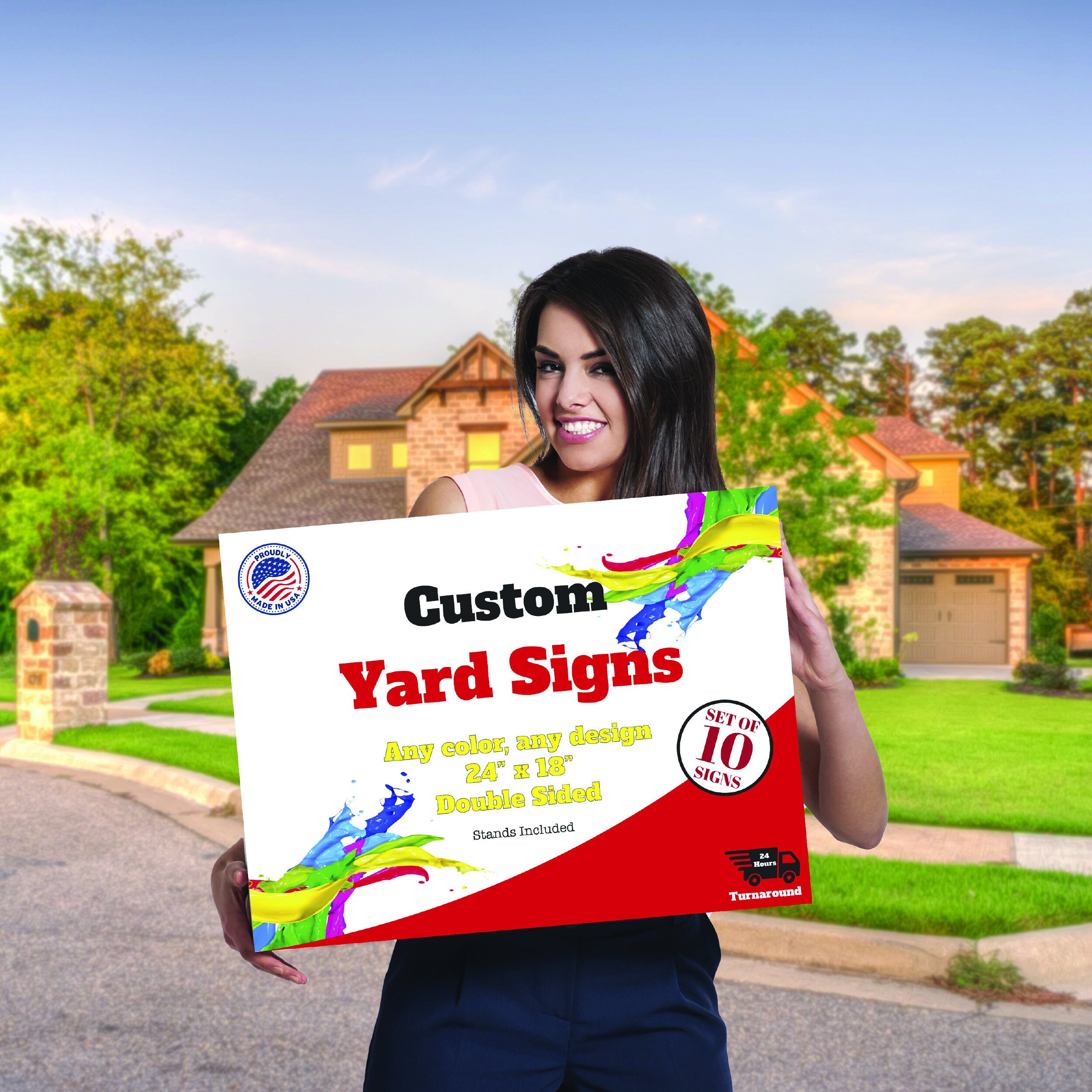 Custom Yard Signs With Stakes - Fully Customized 24x18 Double Sided ...