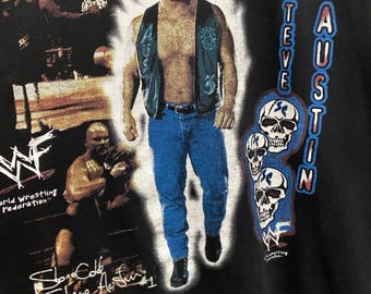 Vintage 90s Stone Cold Steve Austin WWF Sport Wrestling Shirt Size XL