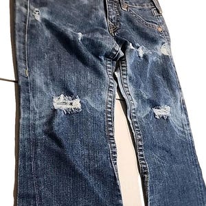 True Religion Joey Jeans Blue Distressed Flap Pocket Bell Bottom 30Wx34L image 15