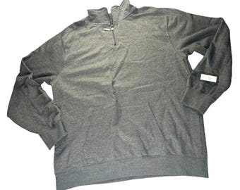 Kenneth Cole Mens 2X Charcoal 1/4 Zip Pullover Kangaroo Pocket Sweatshirt NWT