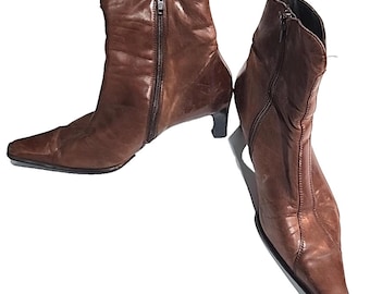 Paul Green Munchen Brown Leather Ankle Boots Womens Sz 6 Austria