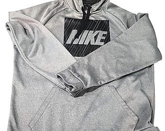 Nike Hoodie Sweater Gray Black Large Dri-Fit