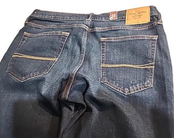 Abercrombie & Fitch Mens Jeans 36Wx32L Blue Super Skinny Button Fly