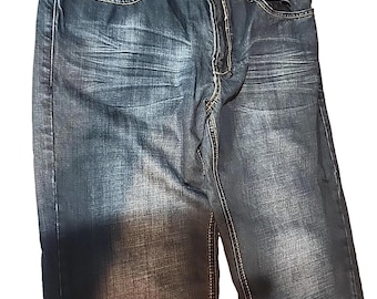 Buffalo Mens Blue Jeans Relaxed Fit Straight Leg 34Wx31L