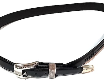 Brighton Vintage Onyx x5203 Black Braided Leather Belt Size 46 Buckle 1993