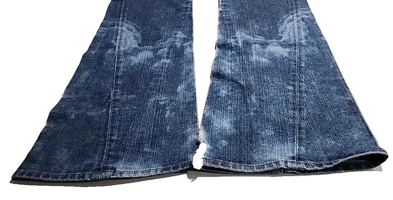 True Religion Joey Jeans Blue Distressed Flap Pocket Bell Bottom 30Wx34L image 12