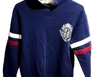 Polo Ralph Lauren Boys Pullover Hoodie Sz 12-14 Blue White Logo Spellout