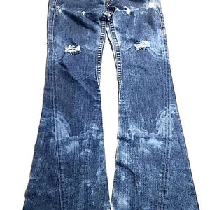 True Religion Joey Jeans Blue Distressed Flap Pocket Bell Bottom 30Wx34L image 11