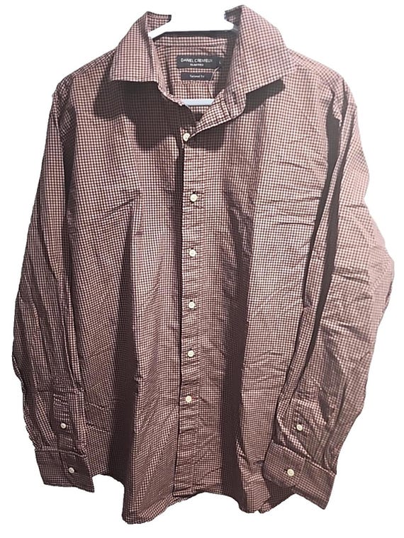 Daniel Cremieux Brownish Red Blue Checkered Button Collar Shirt LG Tailor Fit Daniel Cremieux Brownish Red Blue Checkered Button Collar Shirt LG Tailor Fit