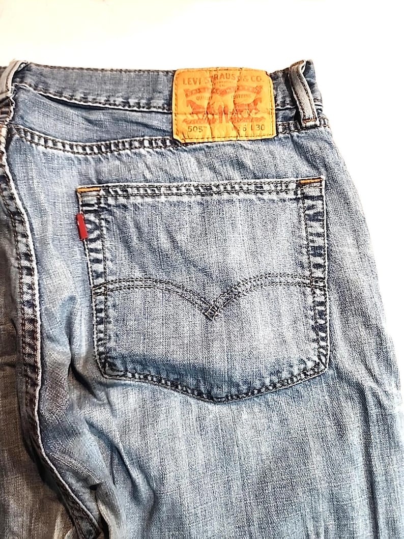 Levi's 505 Mens Jeans Actual 36x29 Blue Denim Straight Leg Regular Fit Boot Cut image 6