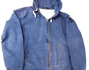 Ralph Lauren Polo Men's Hoodie Jacket Hooded Blue Medium Red Pony