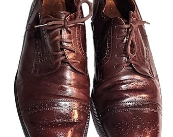 Bruno Magli Burgundy Leather Dress Shoes Oxford Cap Toe Italy Size 10 EU 42.5D