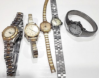 Lot of 5 VINTAGE LADIES WATCHES  4 Timex + 1 Navarre For Repair or Parts