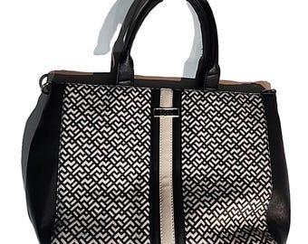 BCBG Black Hand Bag Faux Leather Large Shoulder Bag No Strap