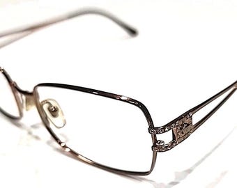 Gafas Versace 1114-B 1045 con montura rectangular de metal marrón, talla 54-18, 130 Italia