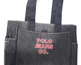 Vintage Ralph Lauren Polo Jeans Co. Black Denim Hand Bag Unisex