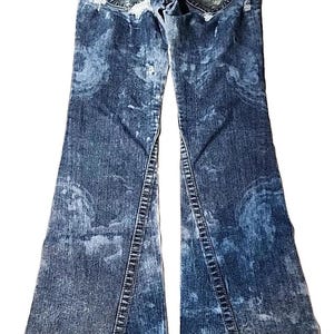 True Religion Joey Jeans Blue Distressed Flap Pocket Bell Bottom 30Wx34L image 3