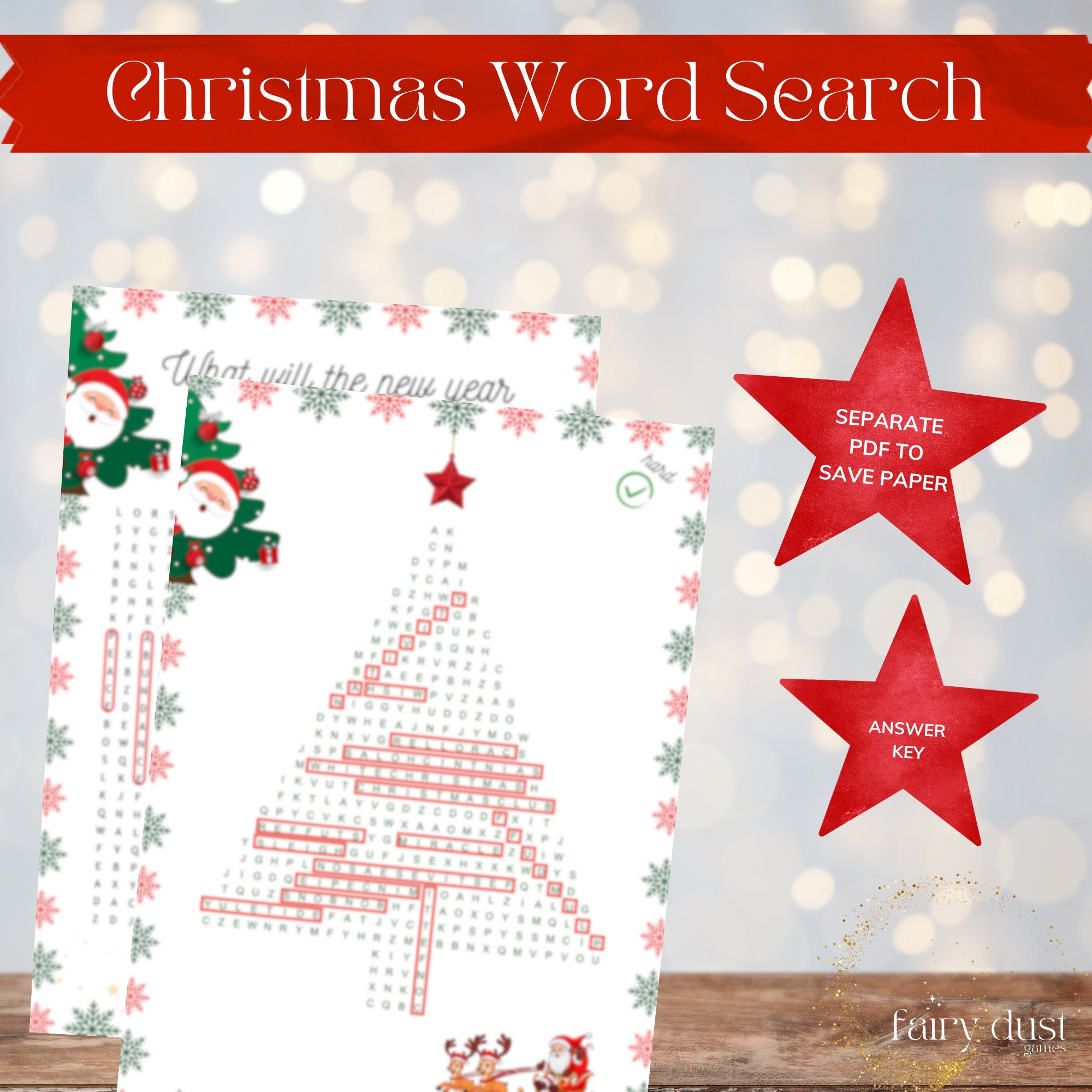 Christmas Word Game Set, Festive Word Search, Holiday Games for Family, Printable Christmas 