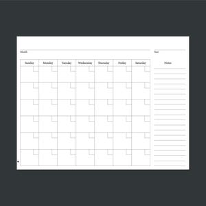 Blank Printable Calendar Template 8 5x11 Digital Download Etsy