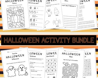 Halloween Activity Pack: Kids Printable Worksheets Bundle (PDF)
