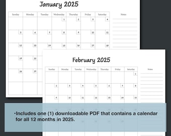 Blank Printable Calendar Template - 8.5x11 - Digital Download - Etsy