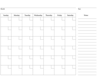 Blank Calendar Template, 8.5 X 11 Inches, Vertical Printable Calendar ...
