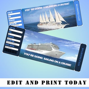 Cruise Boarding Pass Canva Editable Template, Cruise Surprise Vacation Gift Tickets, Vacation Trip, Travel Ticket Template
