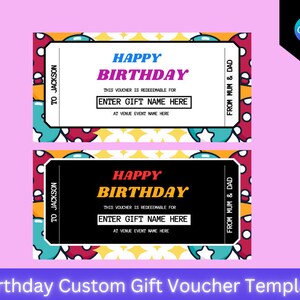 Happy Birthday Custom Gift Voucher Template, Printable Birthday Gift Certificate, Unisex Printable Birthday Gift Coupon, Multi Dot