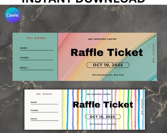 Editable Raffle Ticket,  Customizable Raffle Ticket, Event Raffle Ticket, Surprise Raffle, Company Raffle Ticket, Canva Editable Template