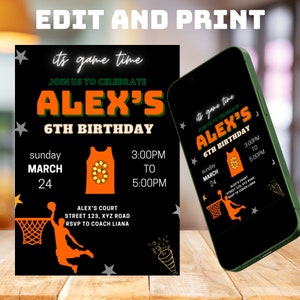 Basketball Birthday Invitation Template Printable, Basketball Birthday Invitation Editable, Editable Basketball invitation