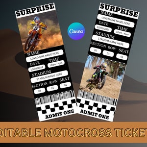 Printable Gift Motocross Tickets, Editable Motocross Tickets, Fake Surprise Motocross Ticket, Motocross Souvenir Keepsake, Instant Download